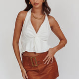 Zoriah Twist Bust Halterneck Top White