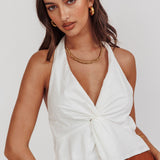 Zoriah Twist Bust Halterneck Top White