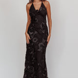 Your Affections Rosette Ribbon Embellished Maxi Dress Black