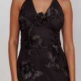Your Affections Rosette Ribbon Embellished Maxi Dress Black