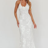 Your Affections Rosette Ribbon Embellished Maxi Dress White