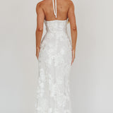 Your Affections Rosette Ribbon Embellished Maxi Dress White
