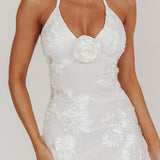 Your Affections Rosette Ribbon Embellished Maxi Dress White