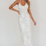 Your Affections Rosette Ribbon Embellished Maxi Dress White