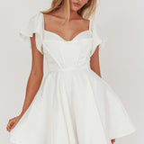 Tamelia Flutter Sleeve Mini Dress White