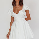 Tamelia Flutter Sleeve Mini Dress White