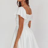 Tamelia Flutter Sleeve Mini Dress White