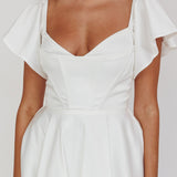 Tamelia Flutter Sleeve Mini Dress White