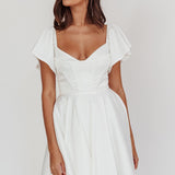Tamelia Flutter Sleeve Mini Dress White