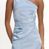 Taniesha One-Shoulder Gathered Maxi Dress Steel Blue