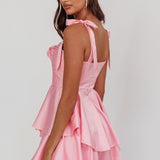 Kelia Bow Strap Rosette Romper Pink