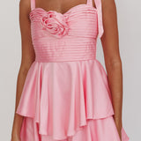 Kelia Bow Strap Rosette Romper Pink