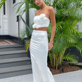 Like A Dove Satin Maxi Skirt Oyster
