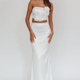 Like A Dove Satin Maxi Skirt Oyster