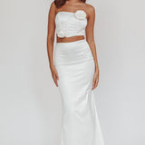Like A Dove Satin Maxi Skirt Oyster