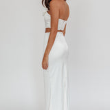 Like A Dove Satin Maxi Skirt Oyster
