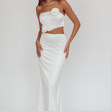 Like A Dove Satin Maxi Skirt Oyster