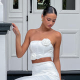 Like A Dove Rosette Corset Top Oyster