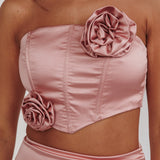 Like A Dove Rosette Corset Top Mauve