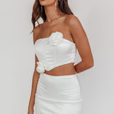 Like A Dove Rosette Corset Top Oyster