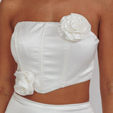 Like A Dove Rosette Corset Top Oyster
