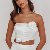 Like A Dove Rosette Corset Top Oyster