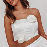 Like A Dove Rosette Corset Top Oyster