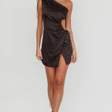 Lyon Ruched Cut Out Mini Dress Black
