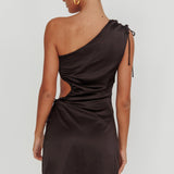 Lyon Ruched Cut Out Mini Dress Black