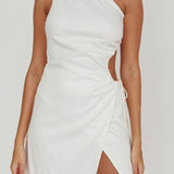 Lyon Ruched Cut Out MIni Dress White