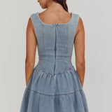Deep Dive Square Neck Mini Dress Denim