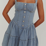 Deep Dive Square Neck Mini Dress Denim