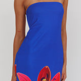 Iridian Strapless Floral Maxi Dress Blue