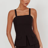 Like I Do Front Zip Sleeveless Top Black