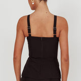 Like I Do Front Zip Sleeveless Top Black