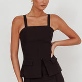 Like I Do Front Zip Sleeveless Top Black