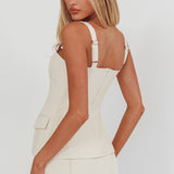 Like I Do Front Zip Sleeveless Top Cream