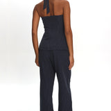 Renee Wide Leg Pants Pinstripe Navy