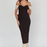 Freesia Off Shoulder Bodycon Maxi Dress Black