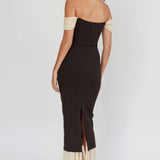 Freesia Off Shoulder Bodycon Maxi Dress Black