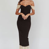 Freesia Off Shoulder Bodycon Maxi Dress Black