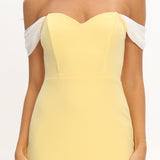 Freesia Off Shoulder Bodycon Midi Dress Lemon