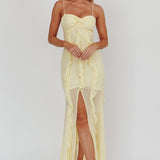 Frannie Vertical Ruffle Maxi Dress Lemon