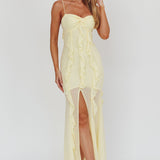 Frannie Vertical Ruffle Maxi Dress Lemon