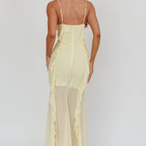 Frannie Vertical Ruffle Maxi Dress Lemon