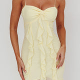 Frannie Vertical Ruffle Maxi Dress Lemon