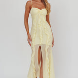 Frannie Vertical Ruffle Maxi Dress Lemon
