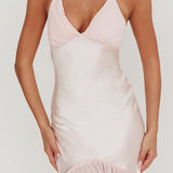 Aysah Chiffon Hem Halter Maxi Dress Pink