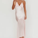 Aysah Chiffon Hem Halter Maxi Dress Pink