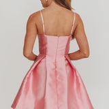 Love Talk Flared Bow Mini Dress Pink